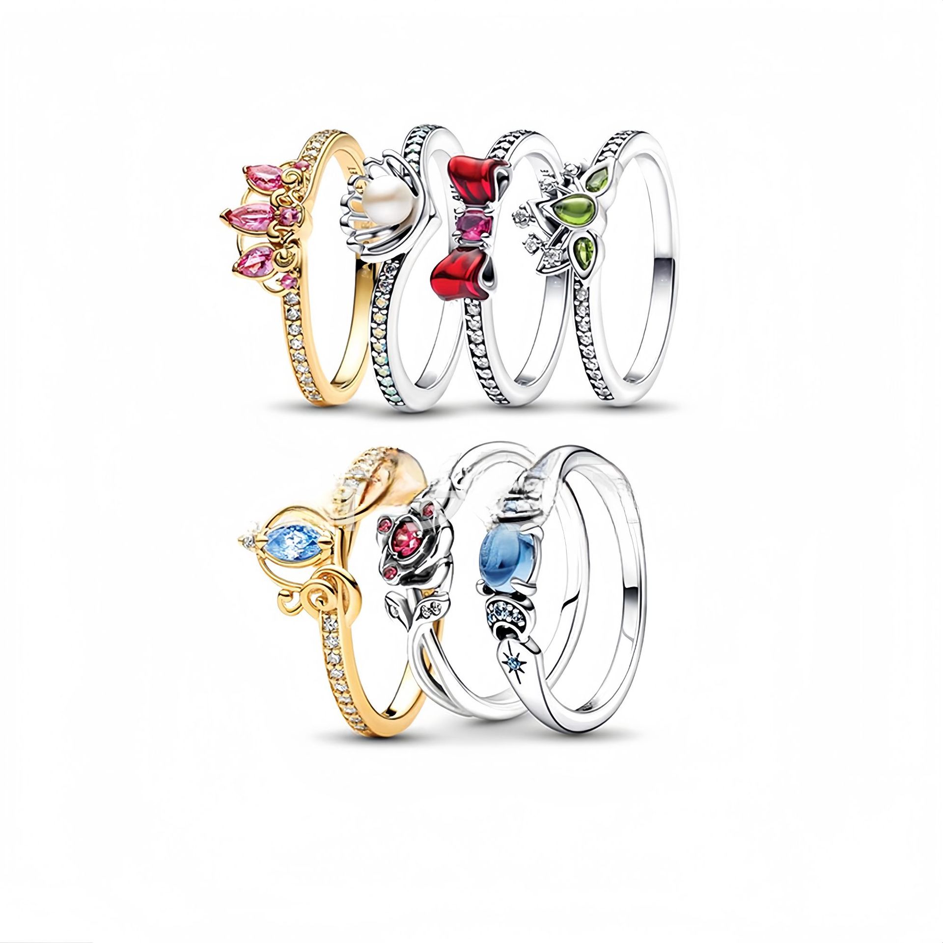 S925 silver rose couple rings — Shengxin Jewelry